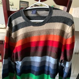 Mens sweater multi colored strips